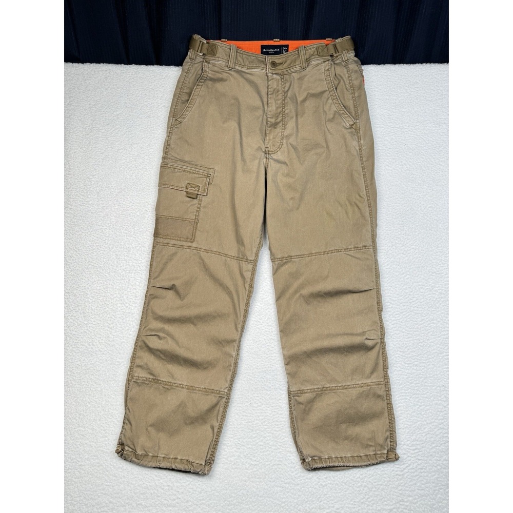 Abercrombie & Fitch Utility Cargo Pants Khaki - 34x32 Fits 33x28 - Broken Zipper